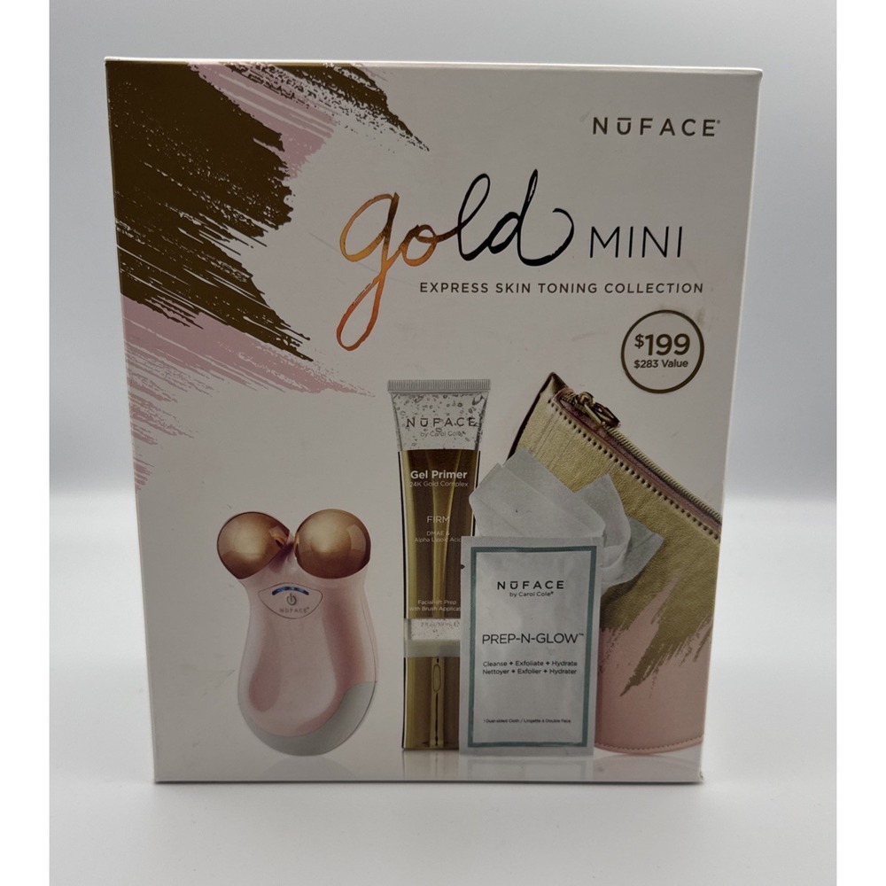 NuFACE Gold Mini Express Skin Toning Collection Facial Toning Device Pink Gold